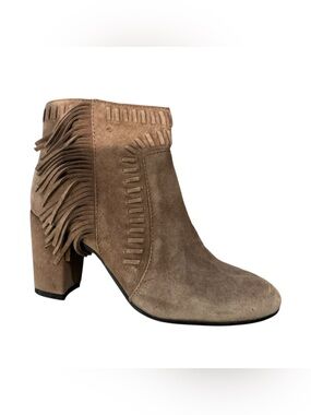 H&M Tan Suede Fringe Ankle Booties Size 8